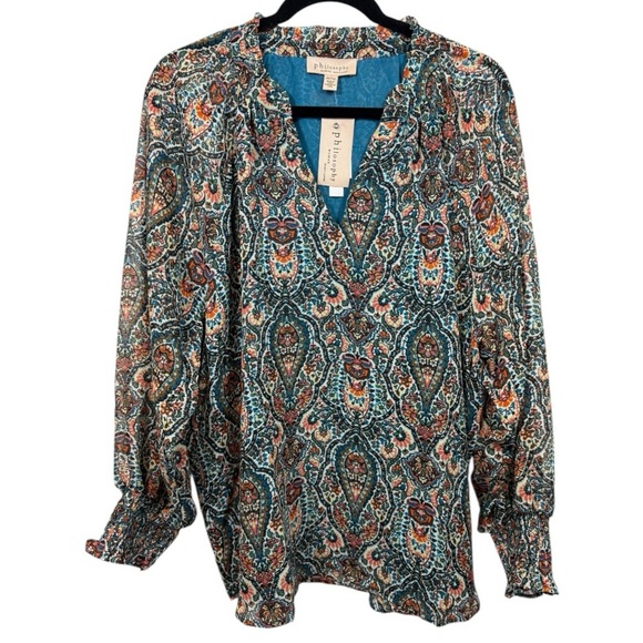 NWT Philosophy Woman Boho Floral‎ Feminine Blouse Top 2X - Picture 1 of 11